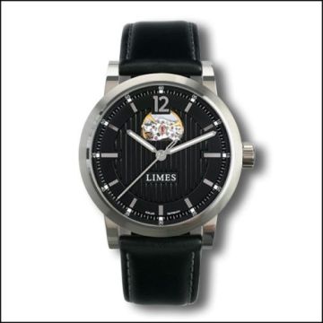 Limes Chyros Balancier Visible - Black / black leather strap