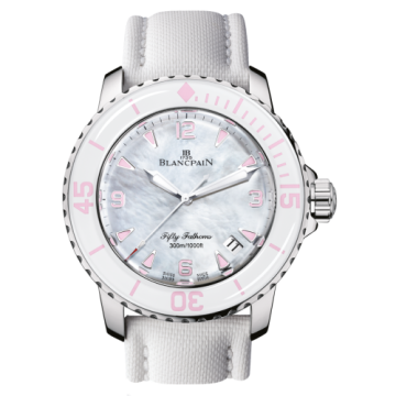 Blancpain Fifty Fathoms Automatique Stainless Steel / Mother of Pearl / White Canvas