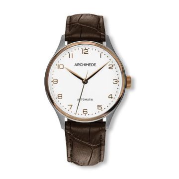 Archimede Klassik 36 TwoTone / Silver / Brown Leather
