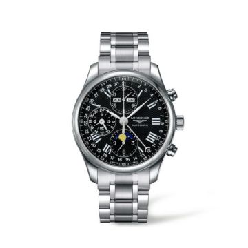 Longines Master Collection 42 Chronograph Calendar Stainless Steel / Black-Roman / Bracelet