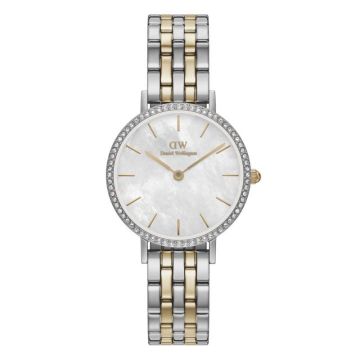 Daniel Wellington Petite Lumine Bezel 5-Link Two-Tone MOP Silver