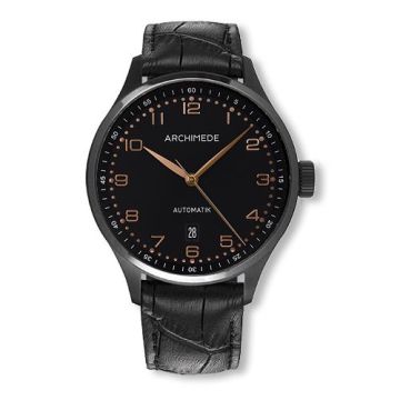 Archimede Klassik 42 TwoTone Stainless Steel / PVD / Black / Black Leather