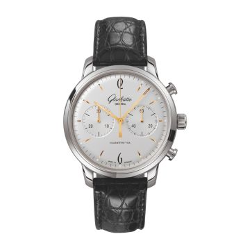 Glashütte Original Sixties Chronograph Stainless Steel / Silver / Alligator / Pin