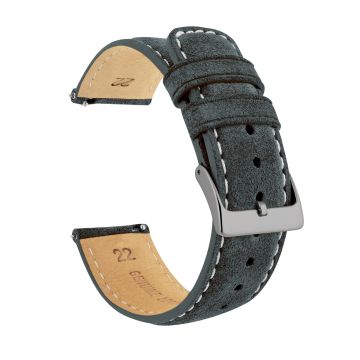 Slate Grey Suede Beige Stitching Watch Band - 22mm