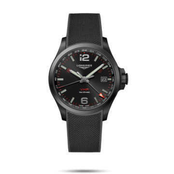 Longines Conquest V.H.P. GMT 43  PVD / Black / Rubber