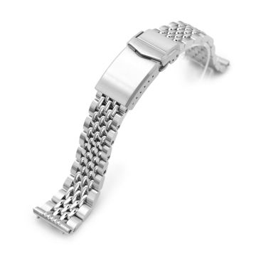 18mm, 19mm or 20mm Goma BOR Q.R. Watch Band Straight End, 316L Stainless Steel Brushed and Polished V-Clasp - 19mm