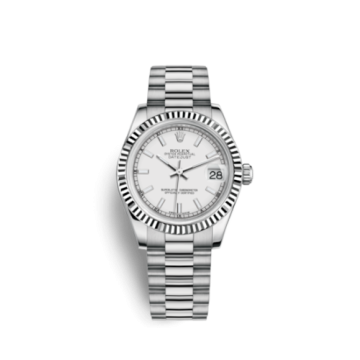 Rolex Datejust 31 White Gold Fluted / President / White