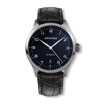 Archimede Klassik 39 Stainless Steel / Black / Black Leather