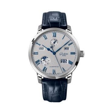 Glashütte Original Senator Perpetual Calendar Stainless Steel / Grey / Alligator