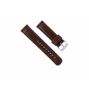 Genuine French Calfskin Chocolate Brown Leather Watch Band, Crafted in the USA - 21mm