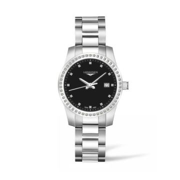 Longines Conquest Quartz 36 Stainless Steel - Diamond / Black