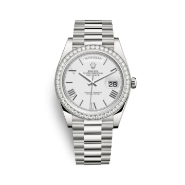 Rolex Day-Date 40 White Gold - Diamond / White - Roman