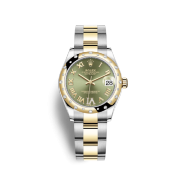 Rolex Datejust 31 Stainless Steel / Yellow Gold / Domed - Diamond / Olive - Roman / Oyster