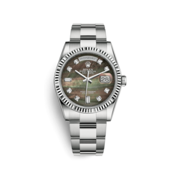 Rolex Day-Date 36 White Gold Fluted / Oyster / Black MOP