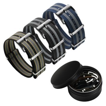 WatchGecko Ridge British Military 3 Watch Strap Set - Bond - 22mm
