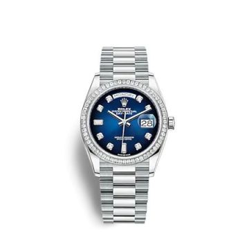 Rolex Day-Date 36 Platinum - Baguette / Blue Ombré / President