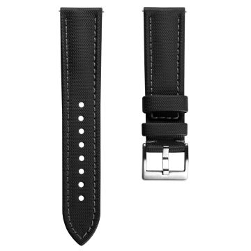 Atlas Sailcloth Watch Strap - Black / Grey - 22mm