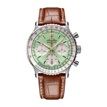 Breitling Navitimer B01 Chronograph 41 Stainless Steel / Mint Green / Alligator - Folding