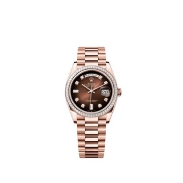 Rolex Day-Date 36 Everose Gold - Baguette / Brown Ombré - Diamond / President