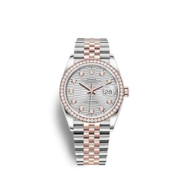 Rolex Datejust 36 Stainless Steel / Everose / Diamond / Silver - Fluted - Diamond / Jubilee