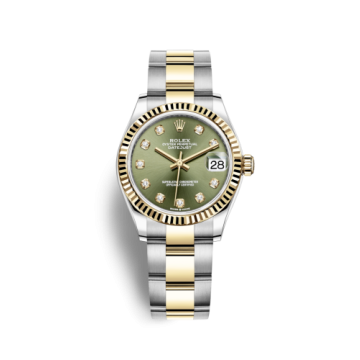 Rolex Datejust 31 Stainless Steel / Yellow Gold / Fluted / Olive - Diamond / Oyster