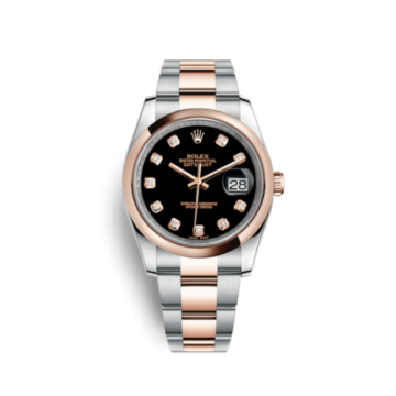 Rolex Datejust 36 Rolesor Everose Domed / Oyster / Black Diamond