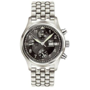 IWC Schaffhausen Pilot's Watch Spitfire Chronograph Stainless Steel / Black / Spanish / Bracelet