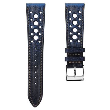 Radstock Racing Style Genuine Leather Watch Strap - Vintage Blue - 19mm