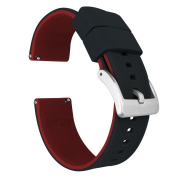 Black Top Crimson Red Bottom Elite Silicone Watch Band - 18mm