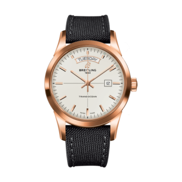 Breitling Transocean Day & Date Red Gold / Silver / Military / Pin
