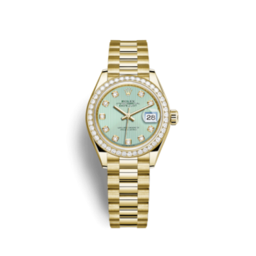 Rolex Lady-Datejust 28 Yellow Gold Diamond / President / Green Diamond