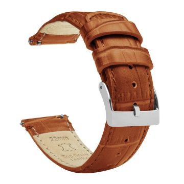 Toffee Brown Alligator Grain Leather Watch Band - 22mm