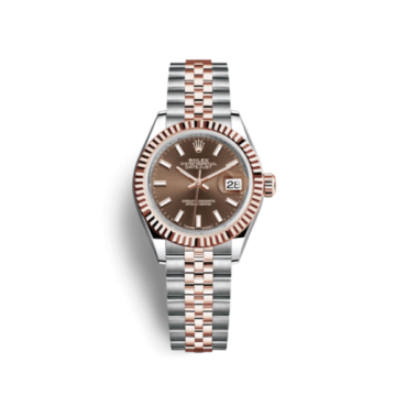 Rolex Lady-Datejust 28 Rolesor Rose Fluted / Jubilee / Chocolate