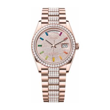 Rolex Day-Date 36 Everose Gold / Diamond / Paved-Rainbow / President-Diamond