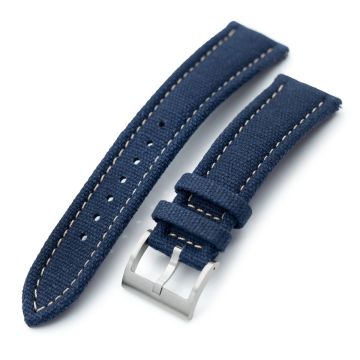 Aviator Style Navy Blue Canvas Quick Release Watch Band, 20mm or 22mm - 20mm