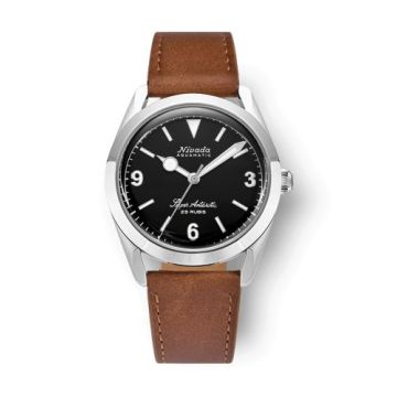 Nivada Grenchen Super Antarctic 3.6.9. Black - No Vintage Effect / Stainless Steel / Brown