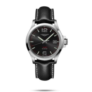 Longines Conquest V.H.P. 43 Stainless Steel / Black / Leather