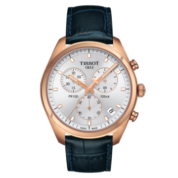 Tissot PR 100 Chronograph Quartz 41 Rose Gold PVD / Silver / Strap