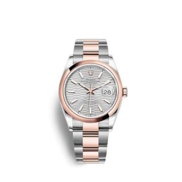 Rolex Datejust 36 Stainless Steel / Everose / Domed / Silver - Fluted / Oyster