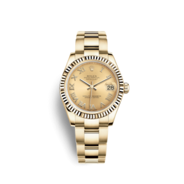 Rolex Datejust 31 Yellow Gold Fluted / Oyster / Champagne Roman