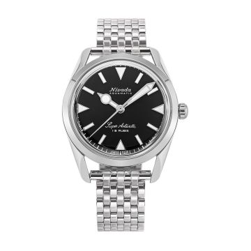 Nivada Grenchen Super Antarctic 35 Black - White Luminova / Stainless Steel / Beads of Rice