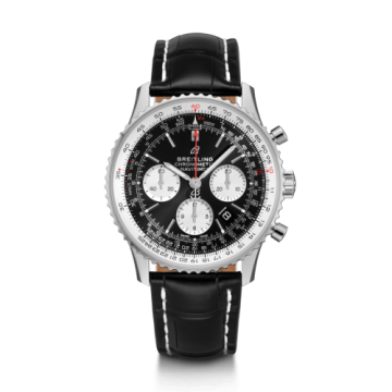 Breitling Navitimer 1 B01 Chronograph 43 Stainless Steel / Black / Croco /  Folding