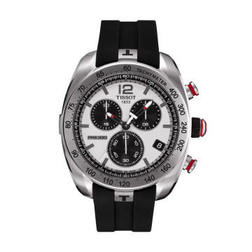 Tissot PRS 330 Quartz Chronograph 44 Stainless Steel / Silver / Rubber