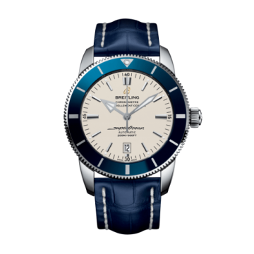 Breitling Superocean Heritage II 46 Stainless Steel / Blue / Silver / Croco / Folding