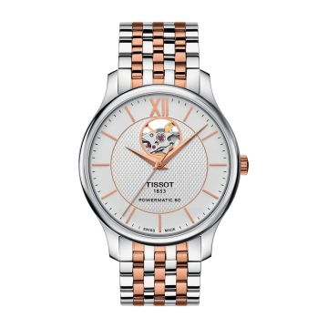 Tissot Tradition Powermatic 80 Open Heart 40 Stainless Steel - Rose Gold / Silver / Bracelet