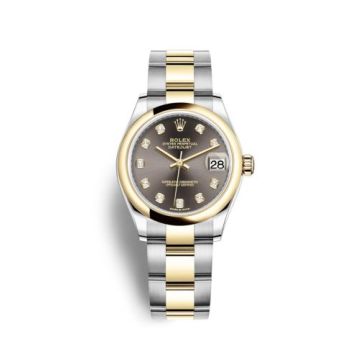Rolex Datejust 31 Stainless Steel / Yellow Gold / Domed / Grey - Diamond / Oyster