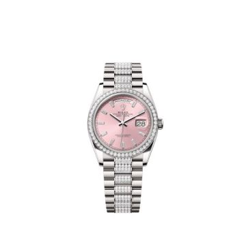 Rolex Day-Date 36 White Gold - Diamond / Pink - Baguette / President - Diamond