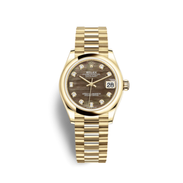 Rolex Datejust 31 Yellow Gold / Domed / Black MOP / President
