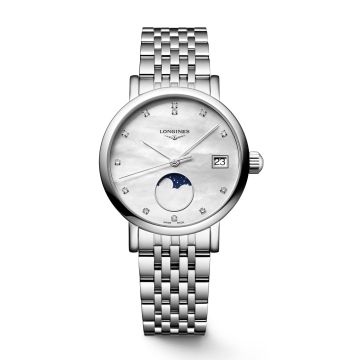 Longines Elegant Collection Moonphase 30 Stainless Steel / MOP / Bracelet