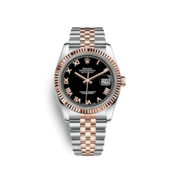Rolex Datejust 36 Rolesor Everose Fluted / Jubilee / Black Roman